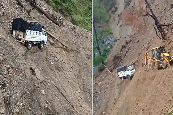 हिमाचल में भारी बारिश से तबाही, चंबा में चलती गाड़ी पर दरका पहाड़; मौत के मुंह से बचे वाहन सवार हिमाचल में भारी बारिश से तबाही, चंबा में चलती गाड़ी पर दरका पहाड़; मौत के मुंह से बचे वाहन सवार