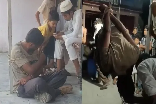 शादीशुदा प्रेमिका से मिलने पहुंचा था प्रेमी, परिजनों ने रस्सियों से उल्टा बांधकर पीटा शादीशुदा प्रेमिका से मिलने पहुंचा था प्रेमी, परिजनों ने रस्सियों से उल्टा बांधकर पीटा